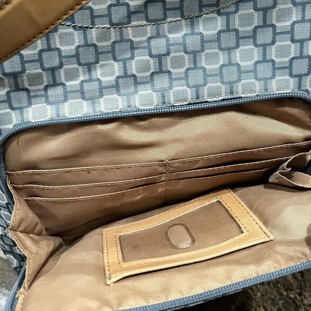 Nine West Blue Geometric Print Canvas Shoulder Bag